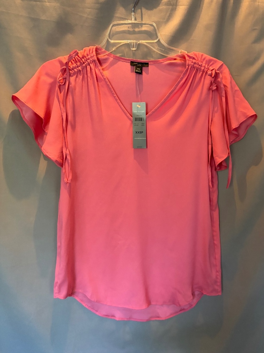 Ann Taylor Petite Short Sleeve Blouse, Salmon Pink color - Size XXSP (NWT)